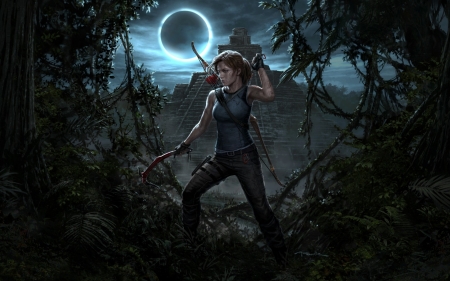 Lara Croft - moon, fantasy, archer, lara croft, luna