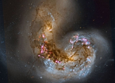 Spiral Galaxy NGC 4038 in Collision - fun, stars, cool, galaxies, space