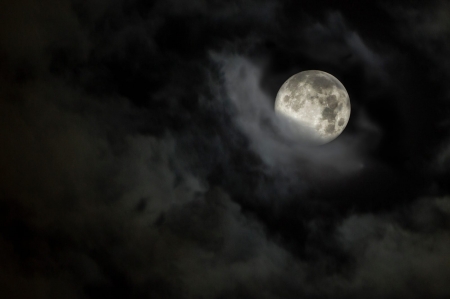 Full Moon - moon, sky, dark, night