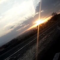 sunset on the road