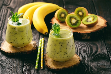 Smoothie - kiwi, smoothie, banana, fruits