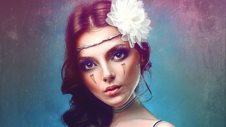 Girl - berli mike, fantasy, girl, face, flower