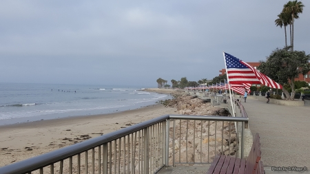 Old Glory in Motion on Memorial Day - Clouds, Flag, Sand, California, Day, Memorial, United States, Sky, Beach