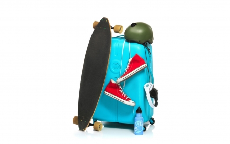 summer travel - Helmet, Sneakers, Skateboard, Headphone, Suitcase