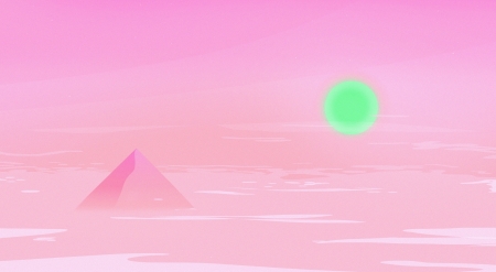 ♥ - desert, summer, creative, pink, fantasy, green, pyramis, vara, sun