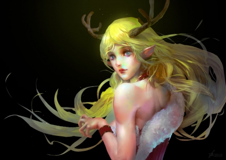 Christmas elf - elf, christmas, fantasy, craciun, linfter, girl, horns