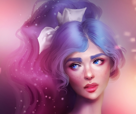 Too sweet for you - face, sandrawinther, portrait, pink, luminos, girl, blue