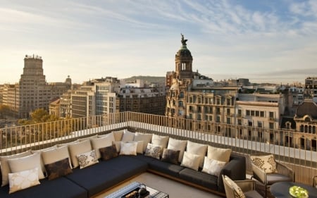 Terrace on Roof - street, terrace, city, roof