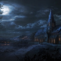 Dark Church in the Moon lLght