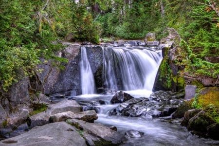 Waterfall - water, nature, waterfall, tree