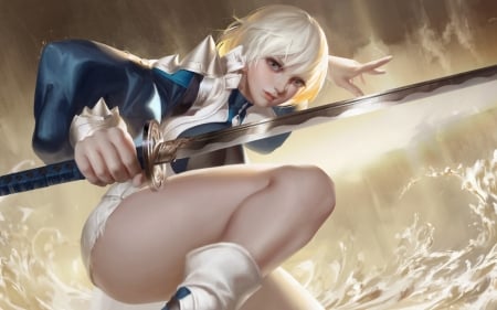 Fantasy girl - blonde, sword, girl, fantasy