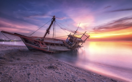 â™¥ - ship, beach, vara, pink, summer, sea