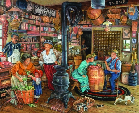 The checkers - painting, art, people, checkers, pictura, susan brabeau, shop