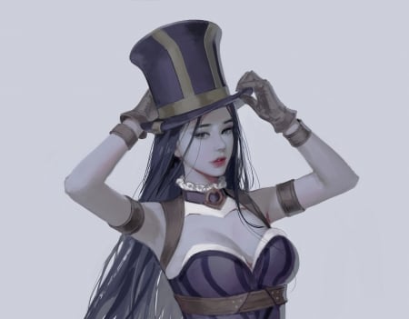 Caitlyn - purple, hat, luminos, fantasy, j won han, caitlyn