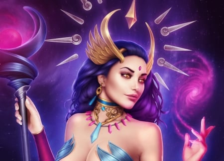 Lana Solaris - frumusete, fantasy, hand, purple, girl, pink, lana solaris