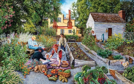 The garden - painting, art, people, pictura, garden, susan brabeau