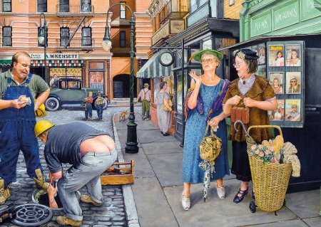 :D - susan brabeau, pictura, stresst, funny, painting, old woman, scene, art