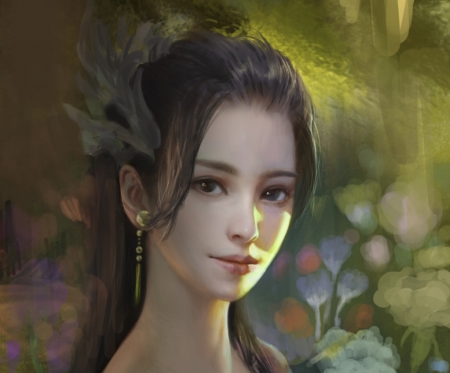 Princess - girl, portrait, princess, face, mo li, art, asian