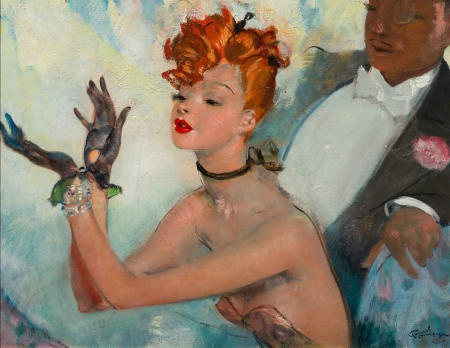 Applause - hand, redhead, jean gabriel domergue, painting, girl, theatre, applause, art