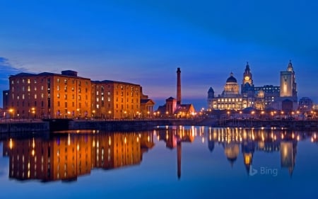 Liverpool England Seen From The Waters Of The River Mersey