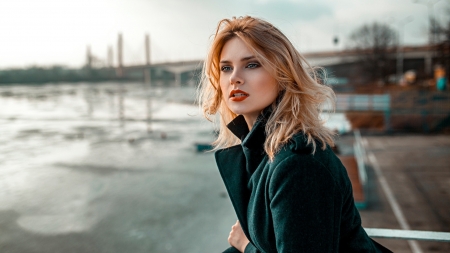 Carla Sonre - port, polish, water, model, beautiful, blonde, harbor, carla sonre, gorgeous, boats, woman