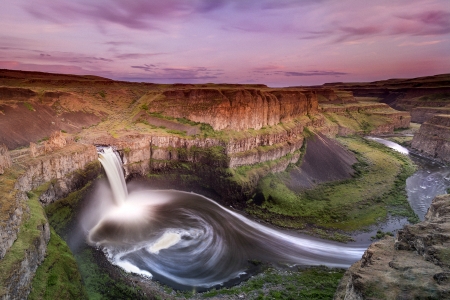 Palouse Falls at Sunset - usa, mountains, nature, waterfall