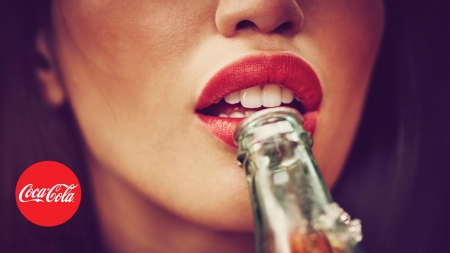 :) - woman, coca cola, stuff, lips, red, commercial, add