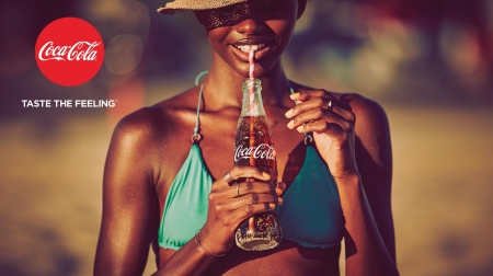 :) - swimsuit, summer, blue, commercial, girl, coca cola, womna, model, vara, add