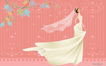 Aniamated Wedding - animation, gown, white, dress, arts