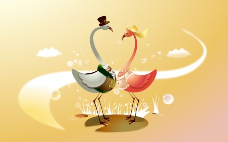 WEDDING fLAMINGO'S - flamingo, wedding, animation, cartoon