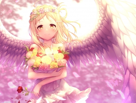 Ohara Mari - kokkeina budou, angel, girl, pink, anime, wings, ohara mari, manga