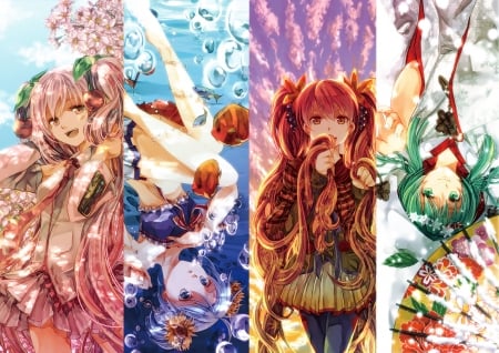 Miku Seasons - anime, winter, summer, collage, spring, hatsune miku, manga, season, iroha, autumn