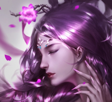 Beauty - face, girl, luminos, pink, dc3, frumusete, fantasy, flower