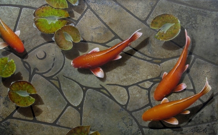 Fish - fantasy, water, summer, koi, orange, fish, vara, luminos