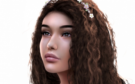 Girl - face, rendering, girl, luminos, look, fantasy