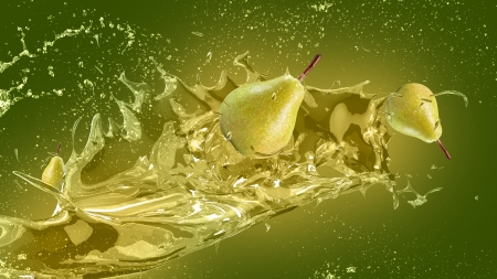 â™¥ - pear, water, green, creative, splash, fruit