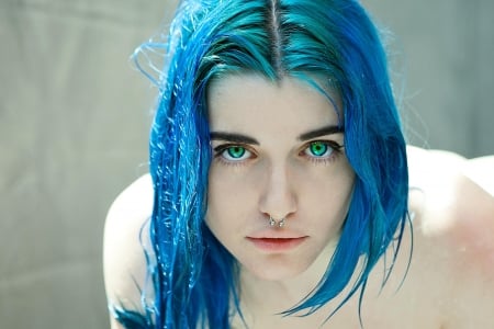 Unknown Model - amazing eyes, beautiful, suicide girls, style, babe, gorgeous, woman, blue hair, model, pose