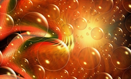 Bubbles - bubbles, abstract, light, orange