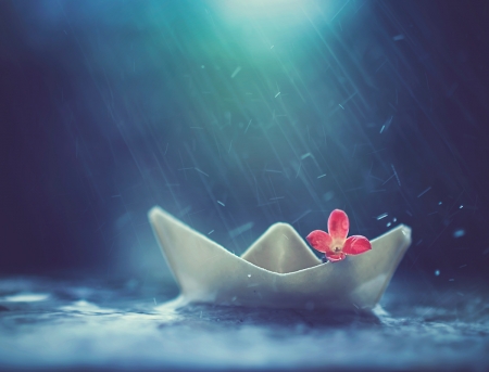 Simple in Life - pink, paper, simple, boat, flower