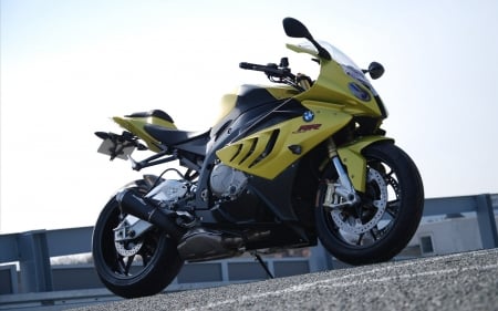 BMW S1000RR - vehicles, side view, yellow, bmw s1000rr, bmw, motorcycles