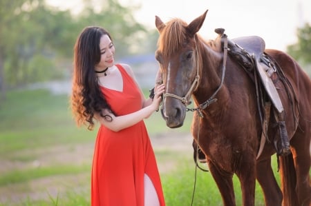 Together . . - women, fun, female, fashion, models, brunettes, western, cowgirl, style, outdoors, horses, ranch