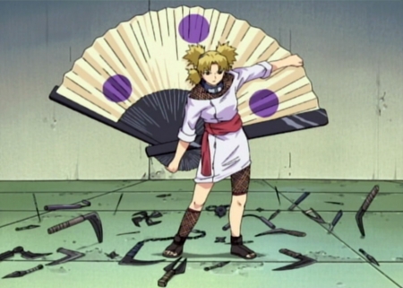 Hand Fan Girl - Woman, Shoes, Blonde, Anime, Hair, Socks, Girl, Hand Fan, Black eyes