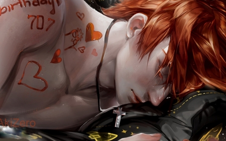 ♥ - akizero, fantasy, redhead, man, luminos