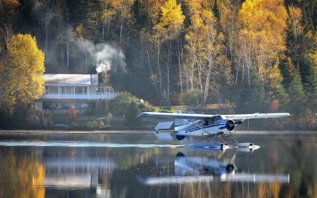 Seaplane in Quebec, Canada - lake, seaplane, forest, Canada