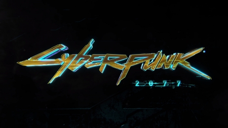 Cyberpunk 2077 - typography, dark background, digital art, video games, logo, cyberpunk 2077