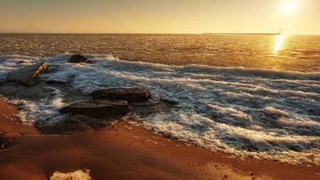 Seashore with Reflection of Sunlight