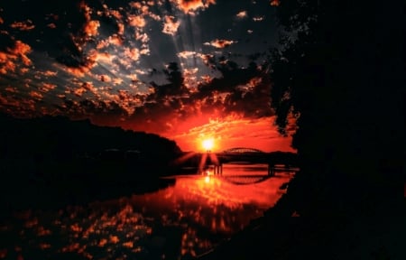 West Virginia Sunset - River, Sunset, West Virginia, Sky