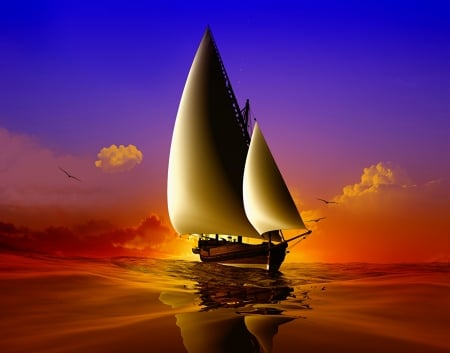 Sailboat - Sailboat, Graphic, 3d, Ship, Sea