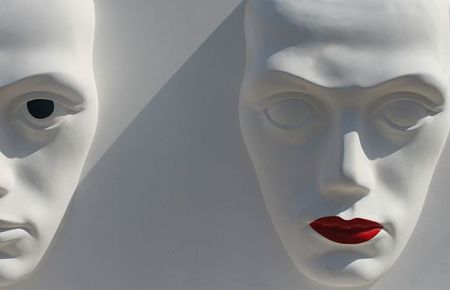 masks - white, masks, red, shadow