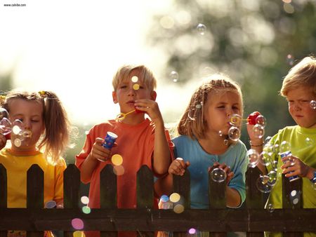 Bubble War - kids, people, photography, bubbles, color